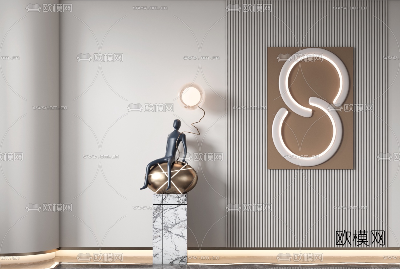 现代抽象雕塑摆件3d模型下载