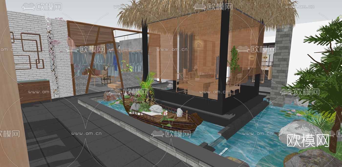 中式禅意茶馆su模型下载（渲染图8）