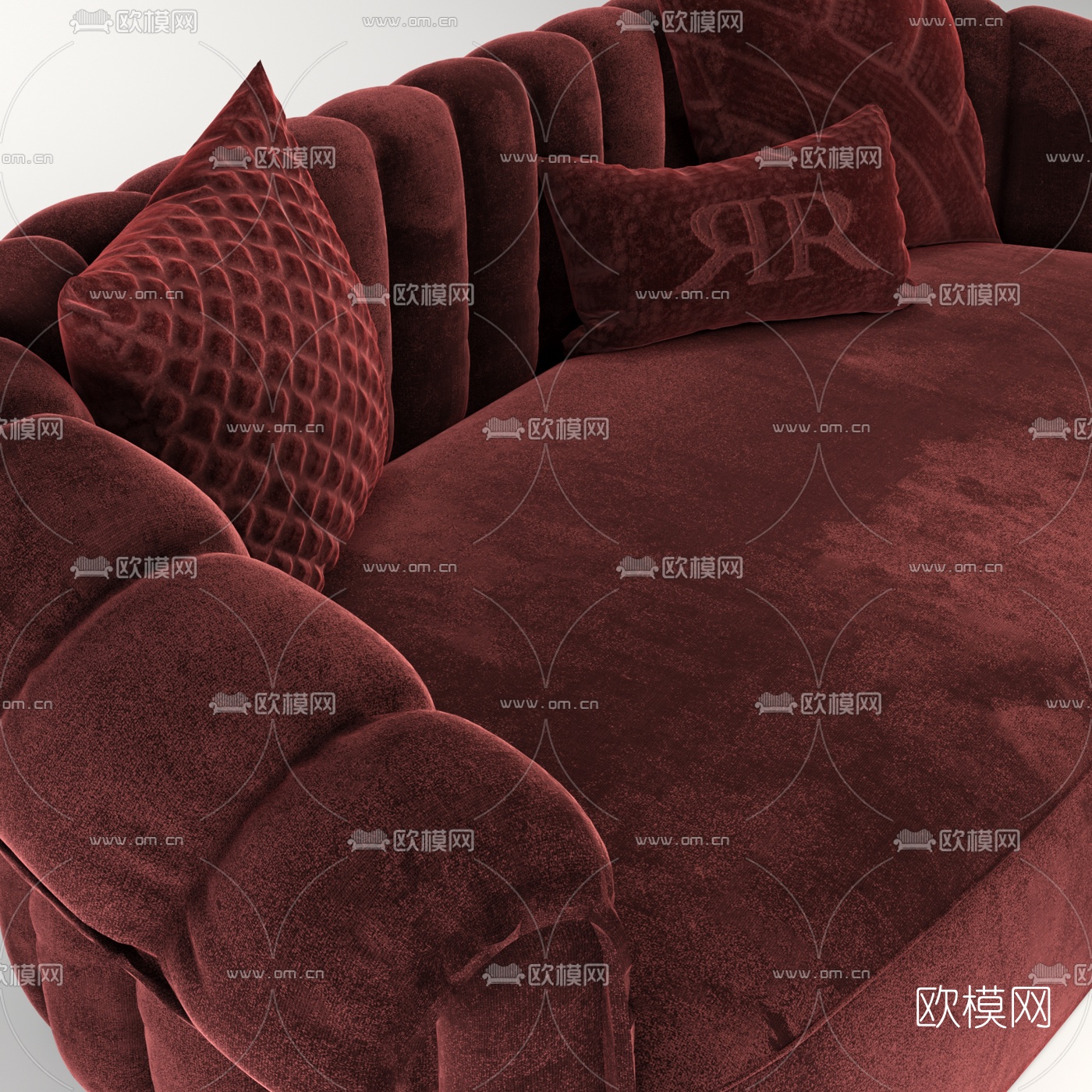 BENTLEY 现代绒布多人沙发3d模型下载（渲染图3）