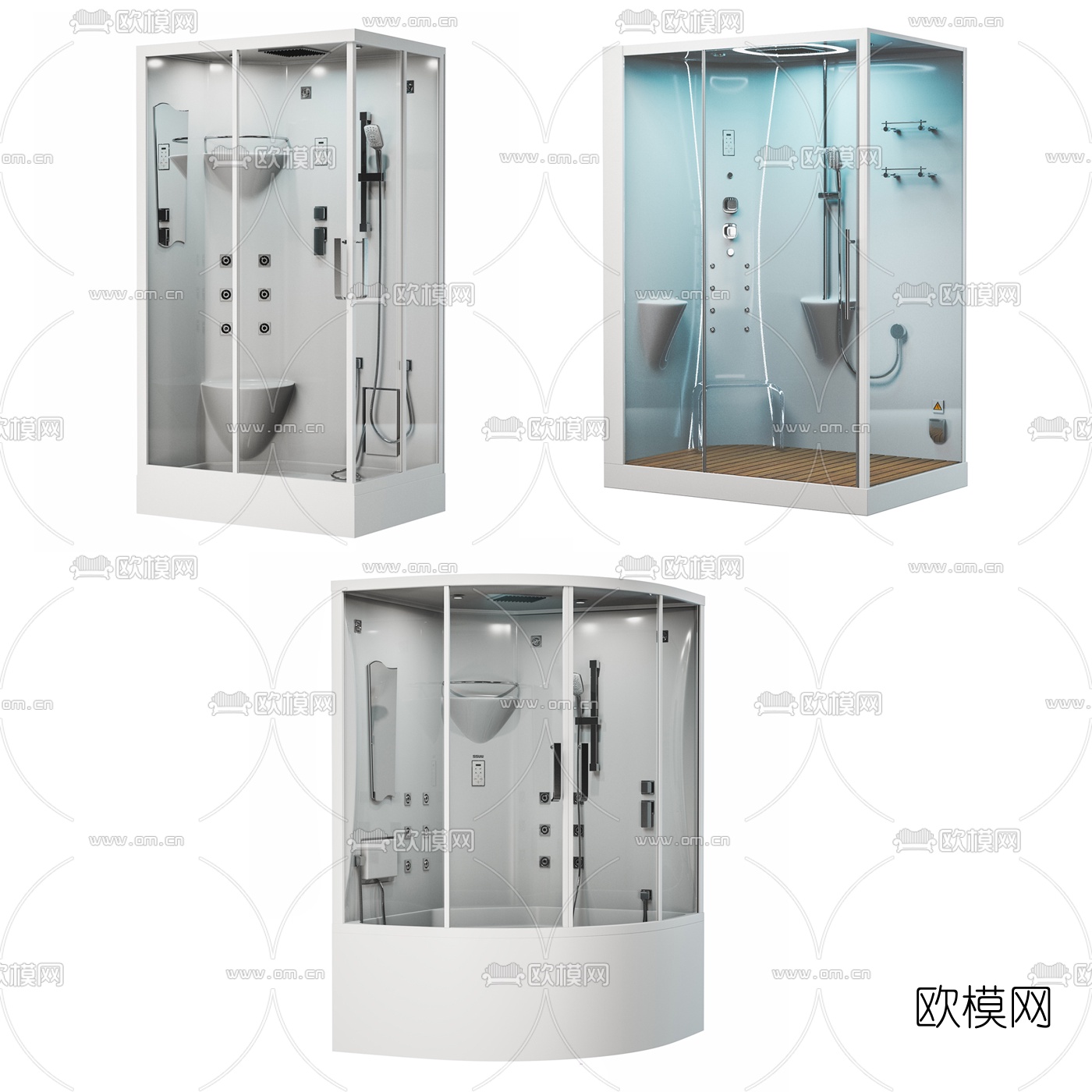 现代玻璃淋浴房3d模型