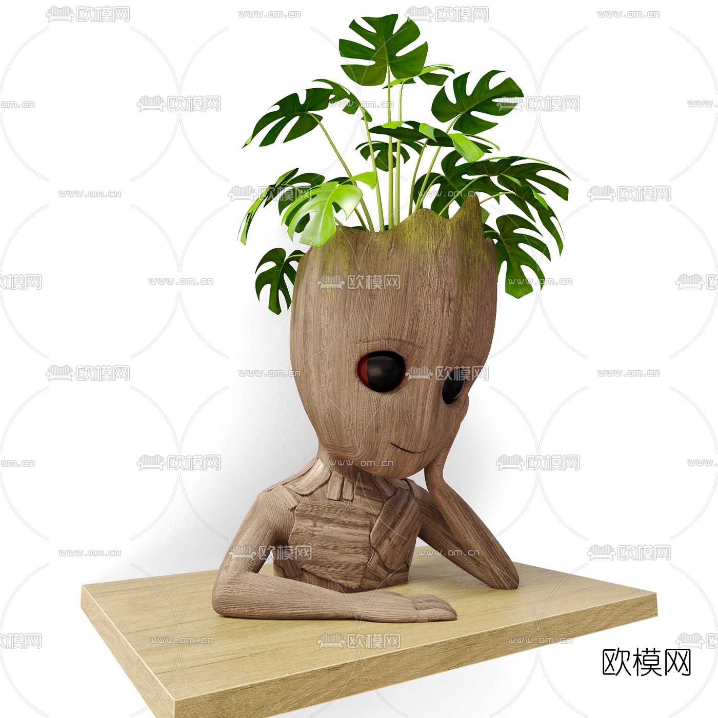 现代绿植盆景盆栽免费3d模型下载（渲染图2）