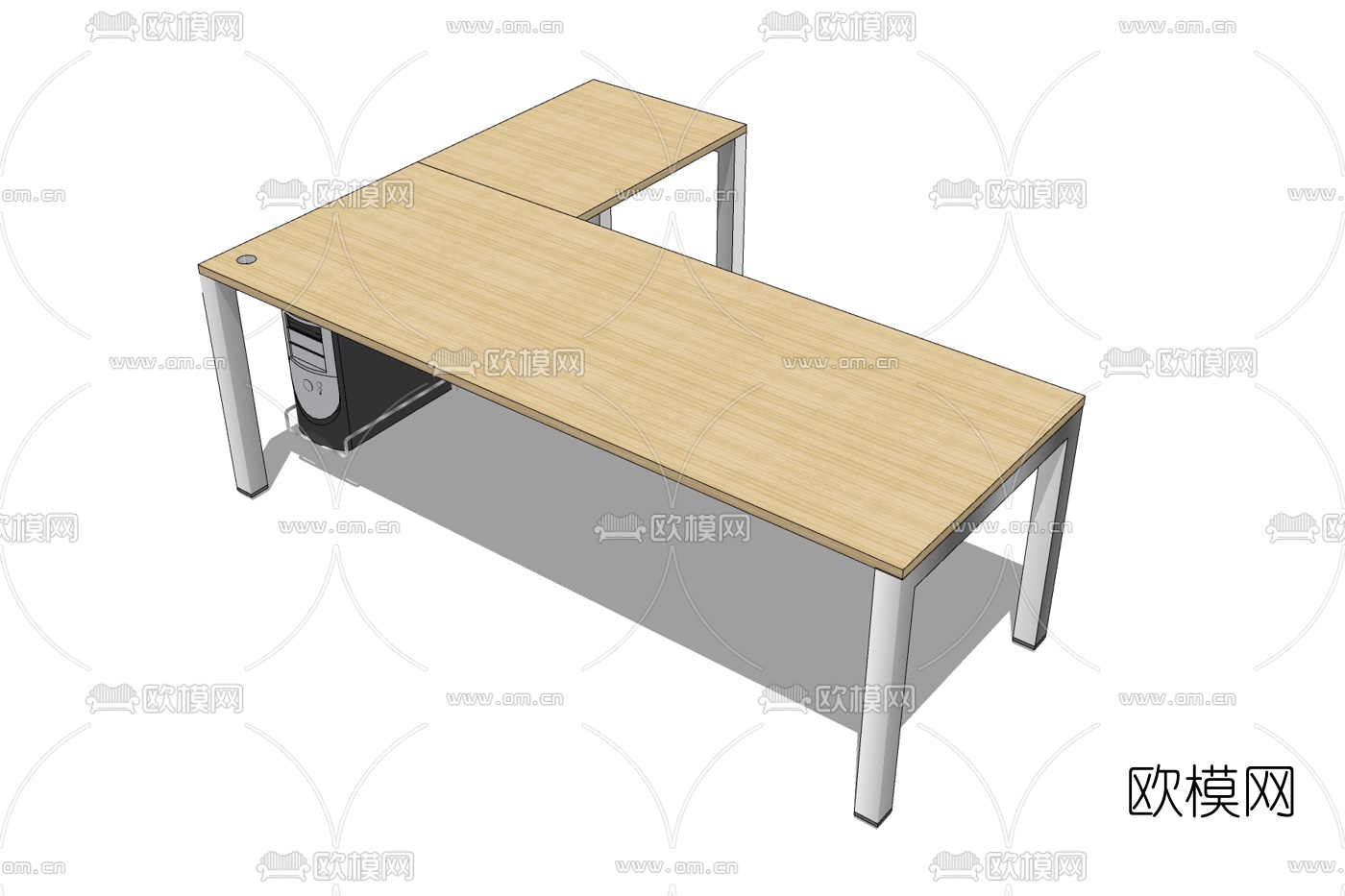 现代实木书桌免费su模型下载