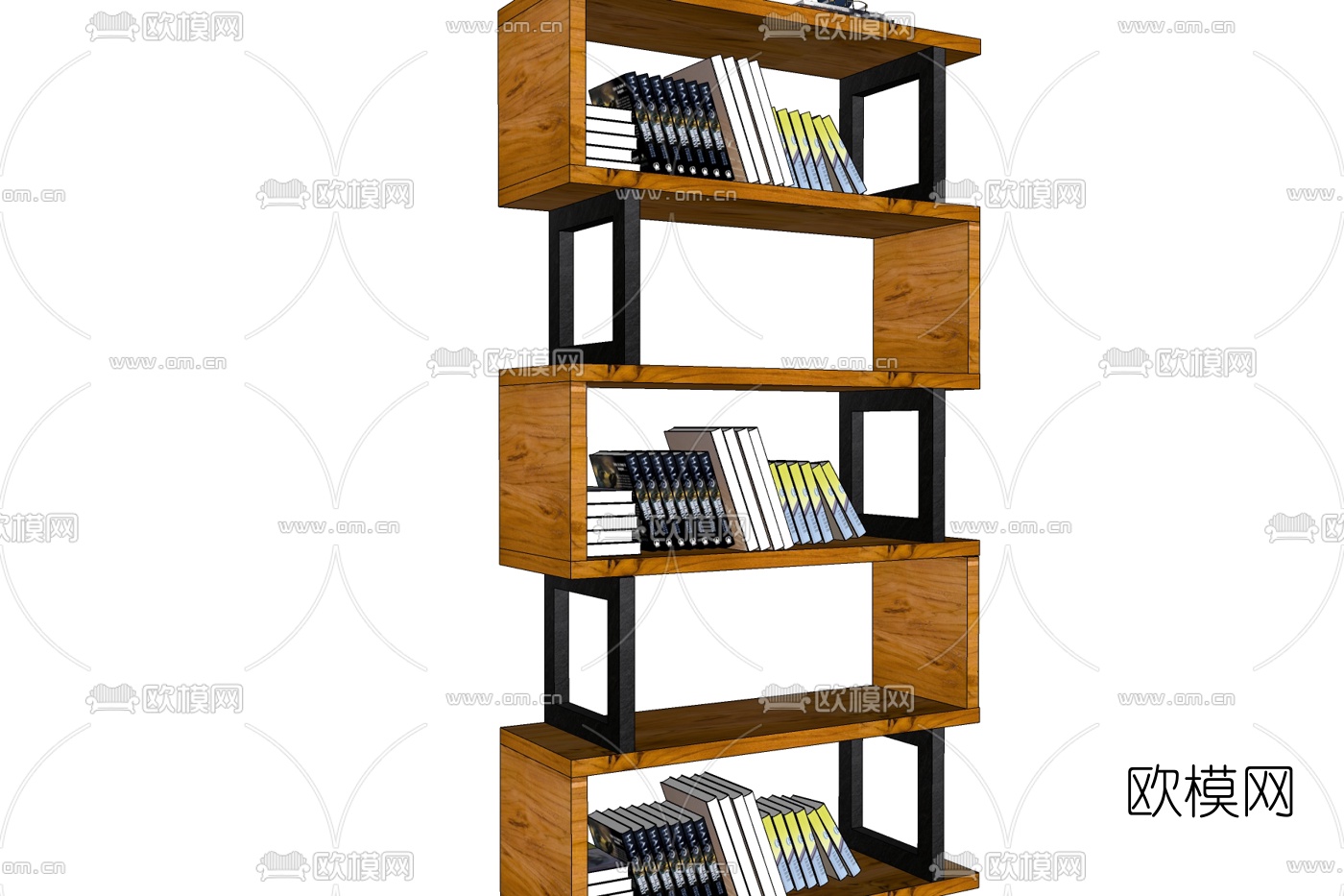 现代实木装饰书架免费su模型下载