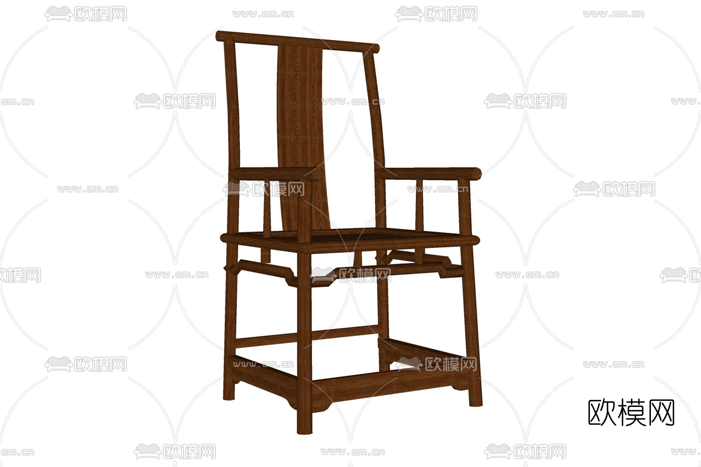 新中式实木单椅su模型下载