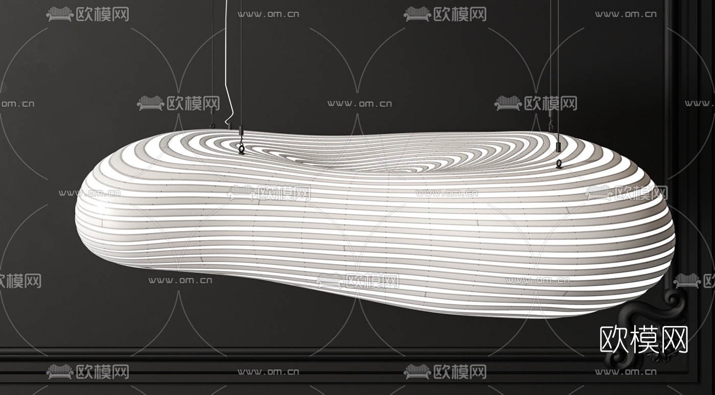 北欧白色螺纹装饰吊灯3d模型