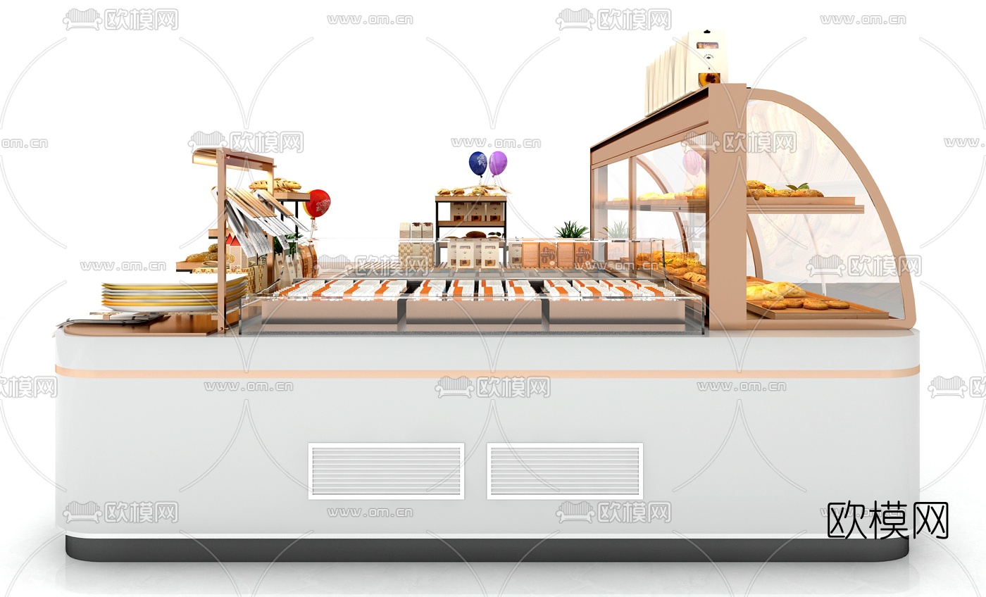 现代面包蛋糕货架展柜3d模型
