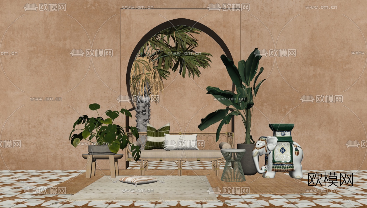 北欧布艺长凳su模型下载下载