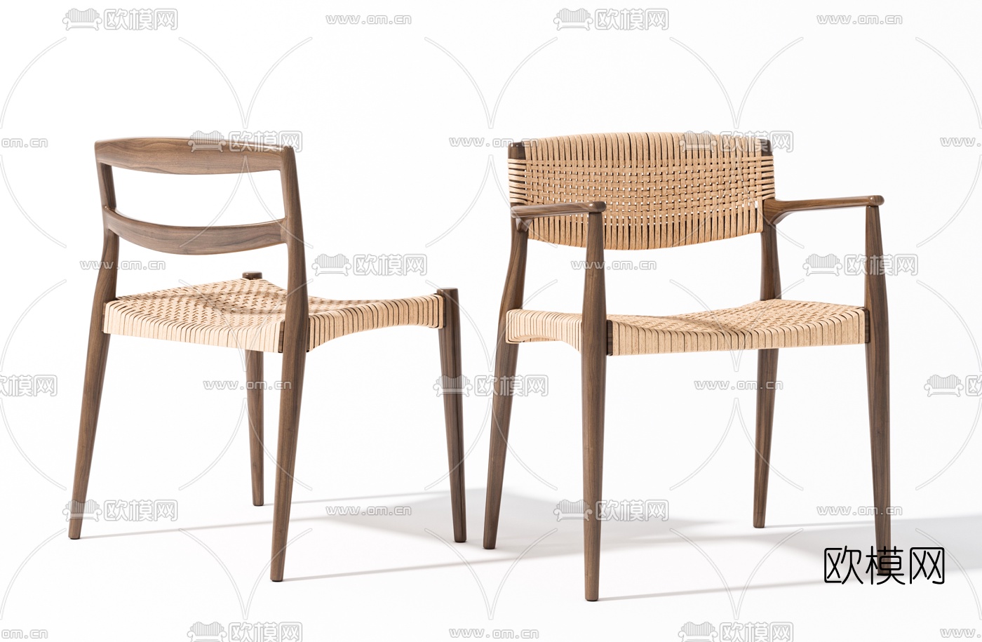 现代藤编户外单椅3d模型下载（渲染图2）