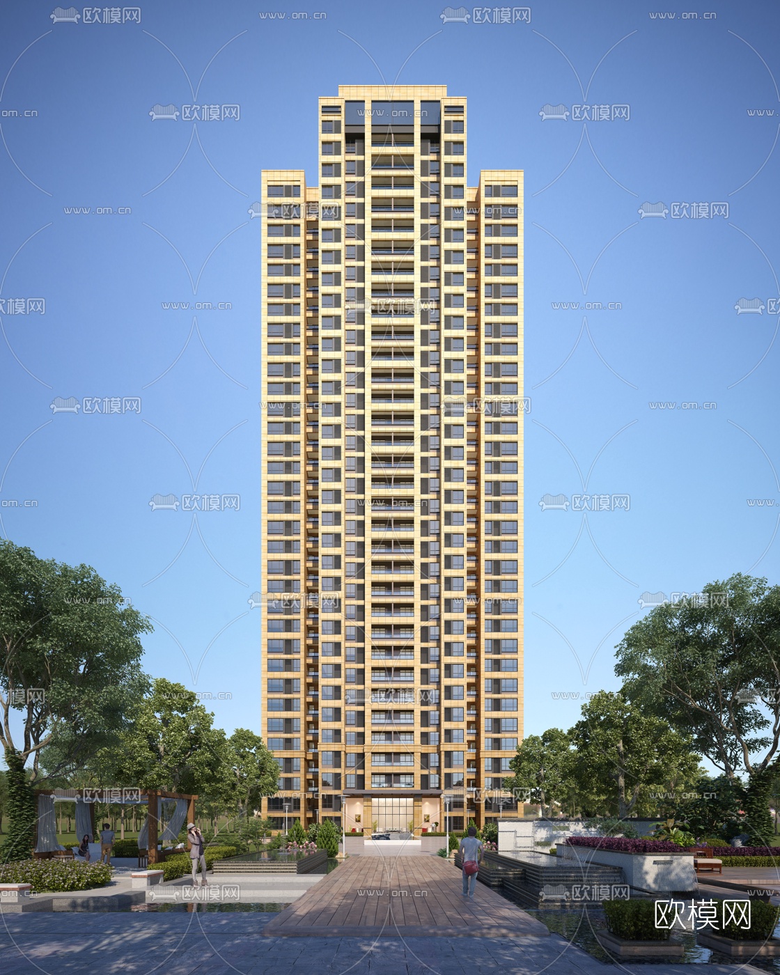 现代高层住宅建筑外观3d模型下载