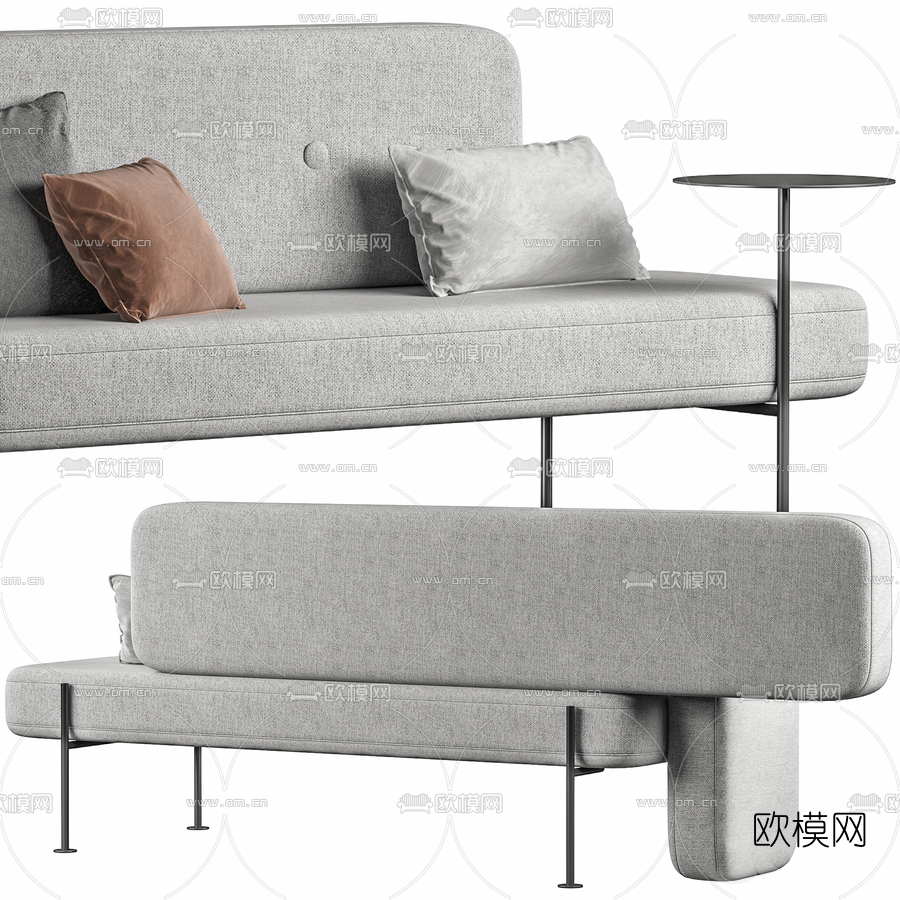 现代布艺异形沙发3d模型下载（渲染图2）