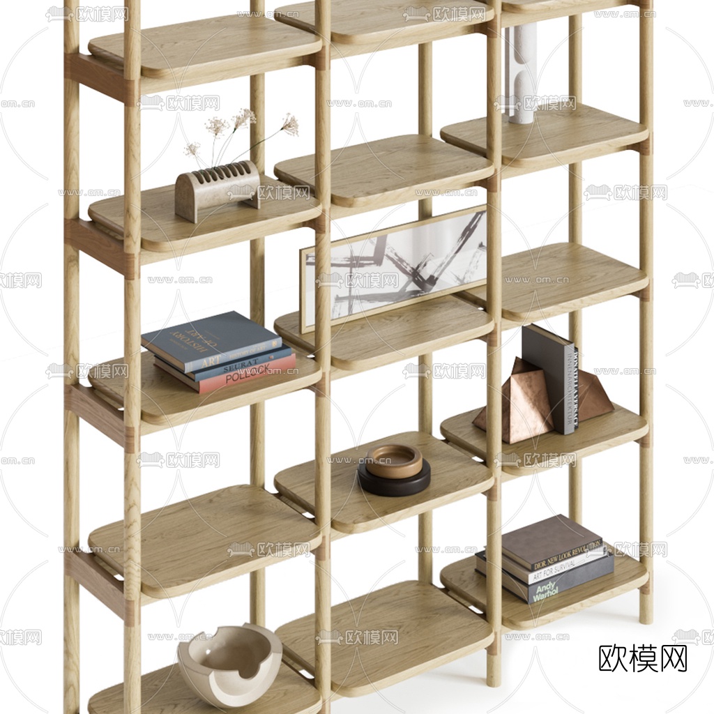 北欧实木装饰架3d模型
