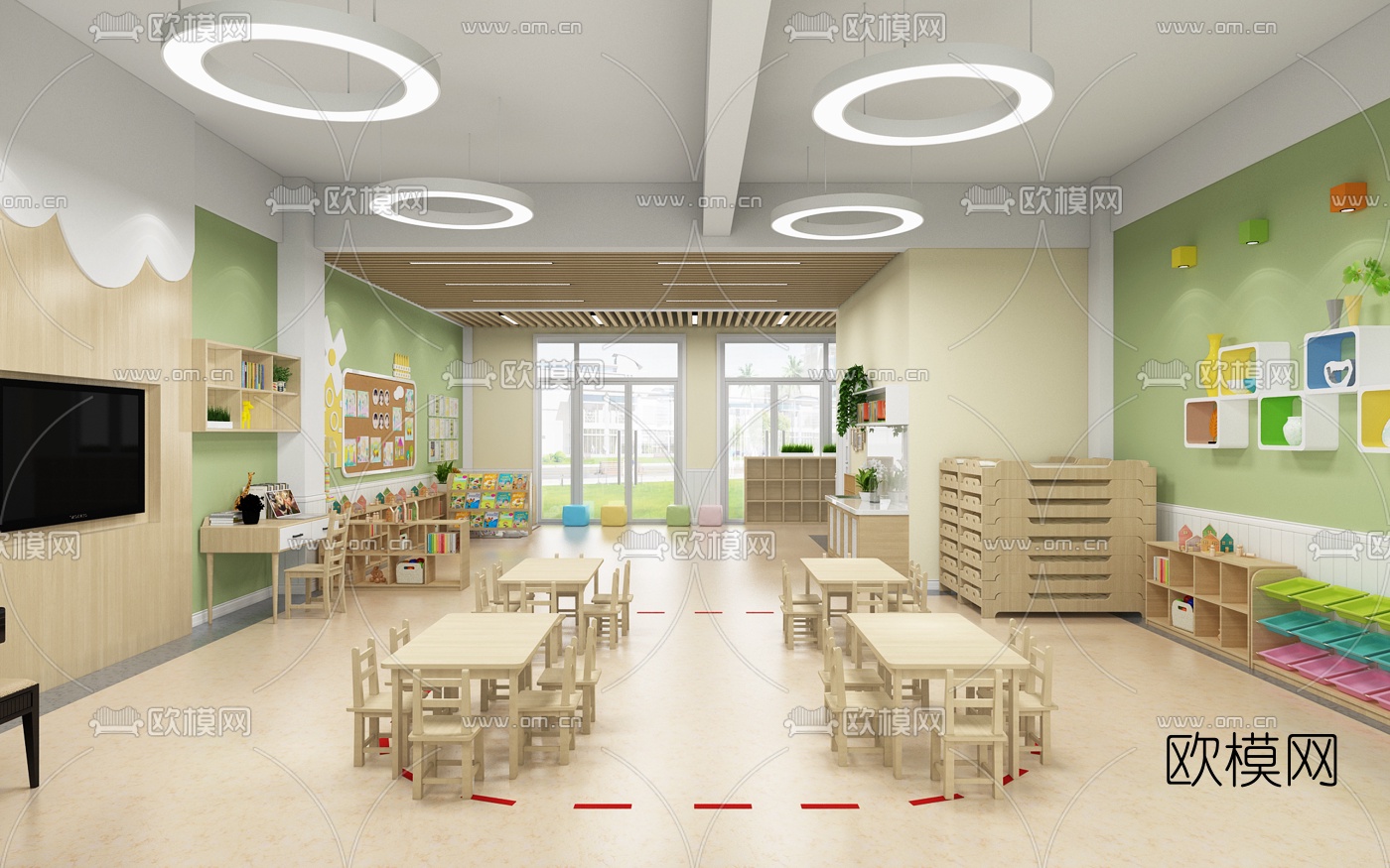 现代幼儿园教室3d模型