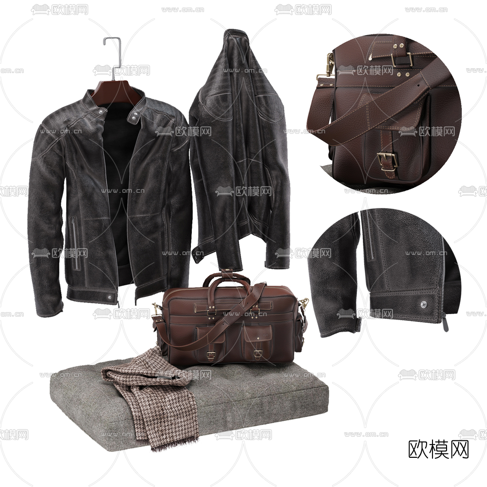现代皮衣皮包服饰3d模型