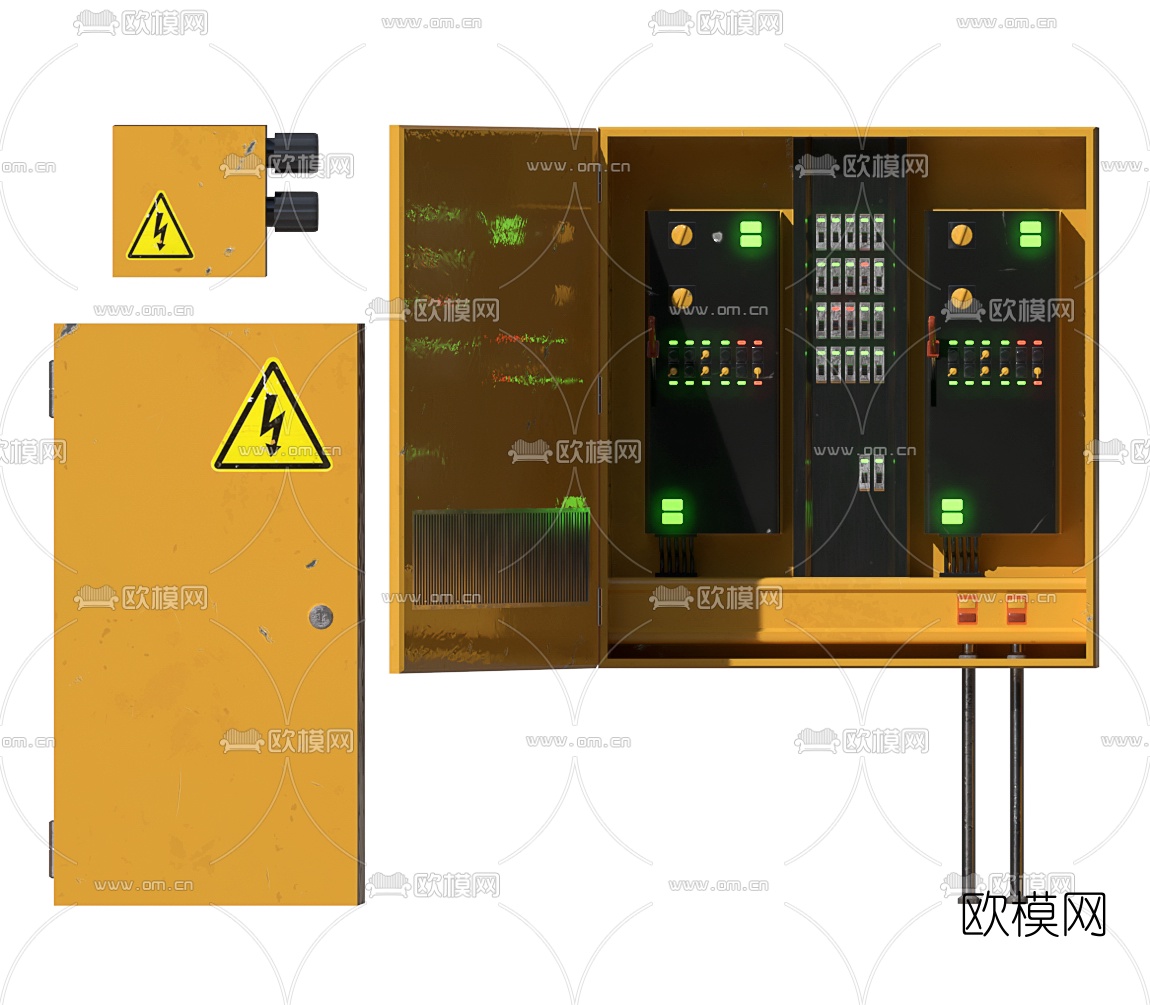 现代电箱电闸控制柜3d模型