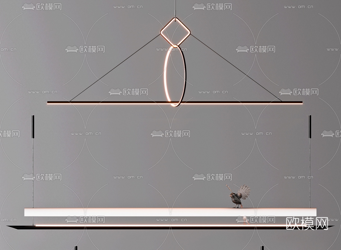 现代轻奢吊灯3d模型