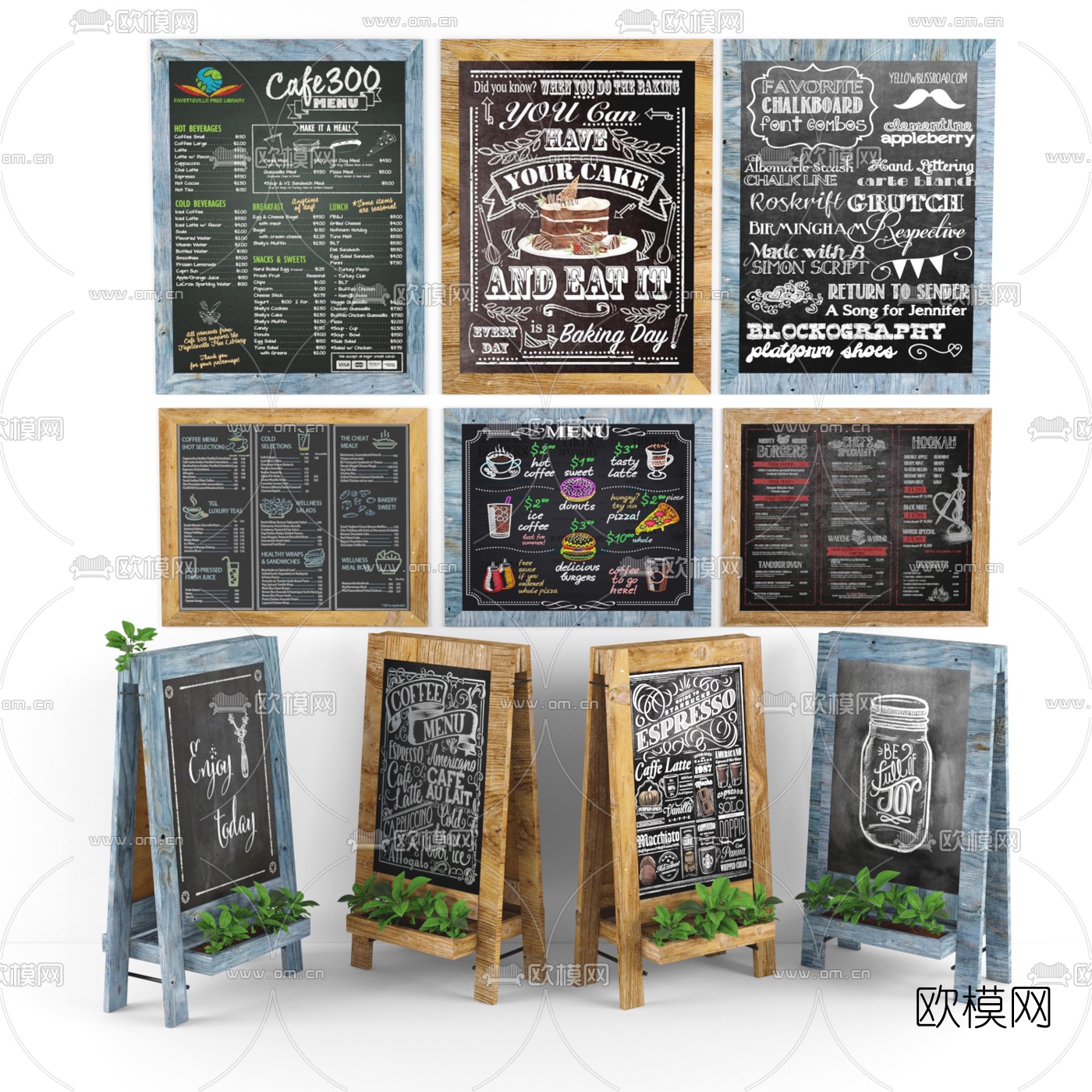 现代咖啡店菜单黑板公告牌3d模型下载（渲染图1）