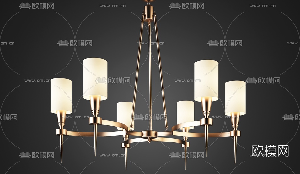 现代金属吊灯3d模型下载(渲染图2)