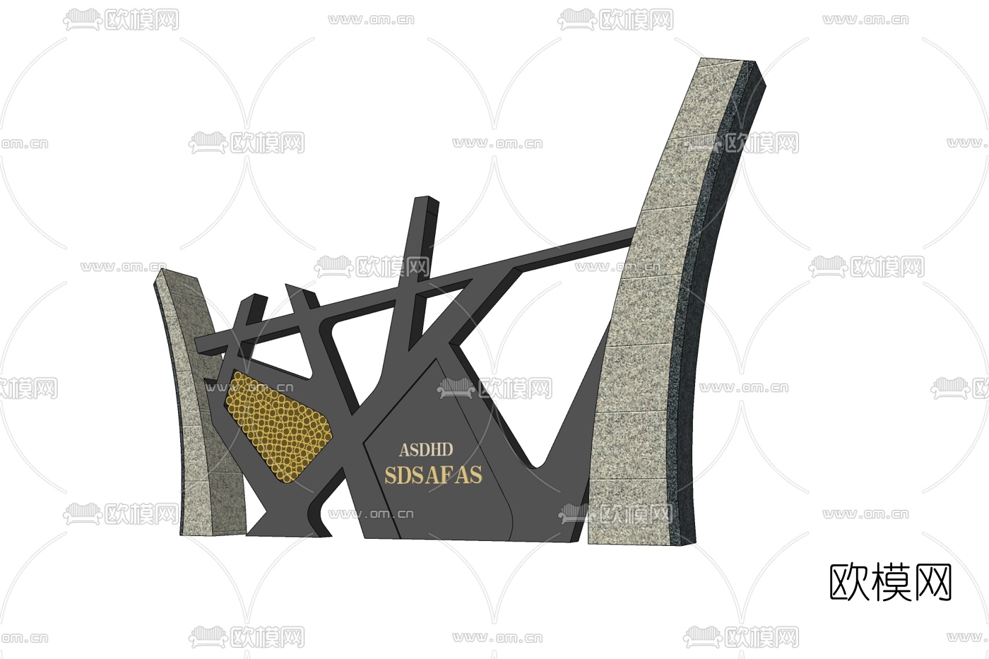 现代护栏免费su模型下载