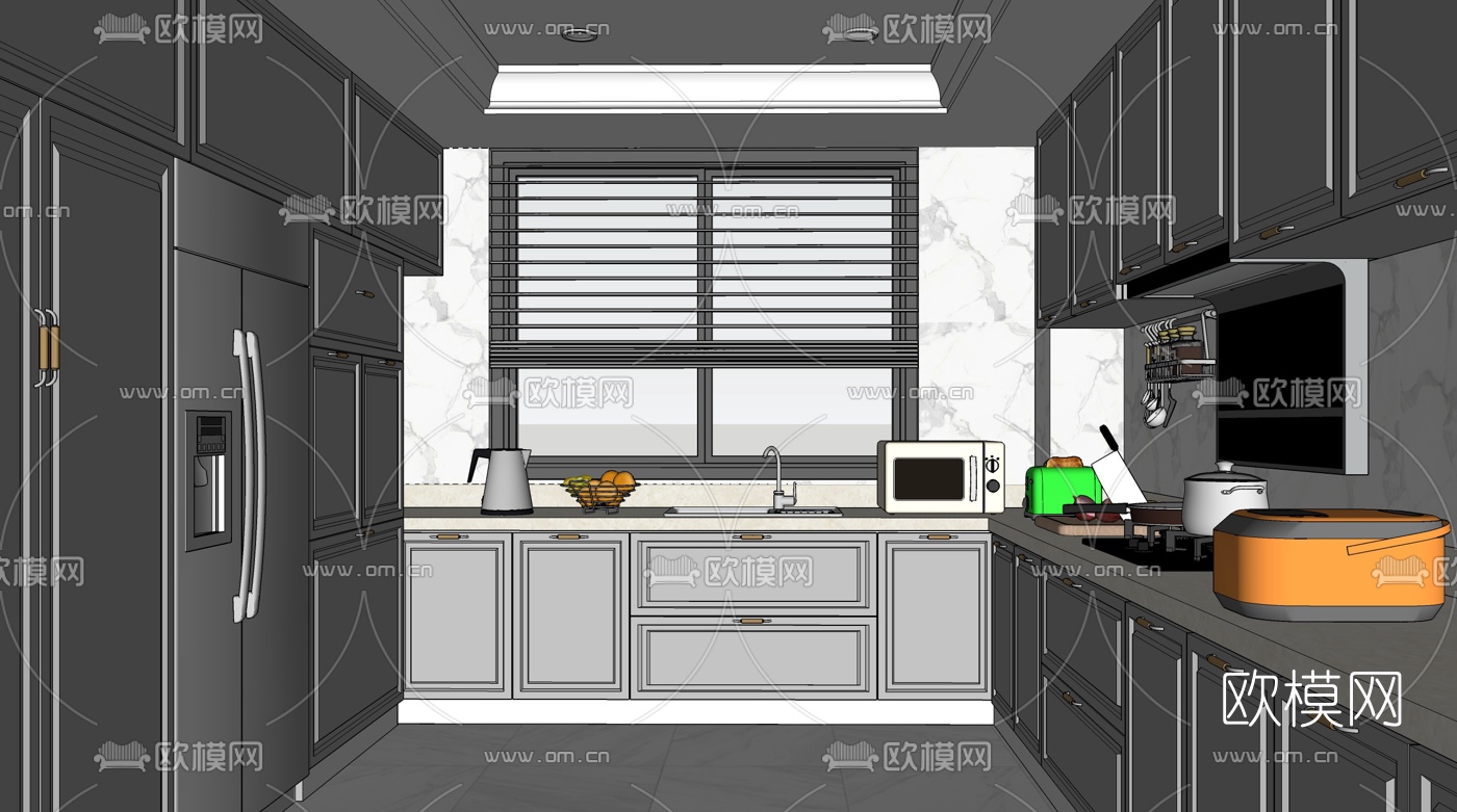 简欧厨房su模型下载（渲染图1）