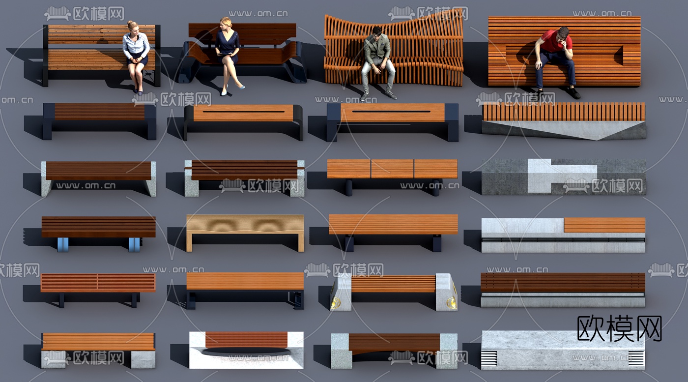 中式公园坐凳模型SU模型下载[ID:105005876]_建E室内设计网