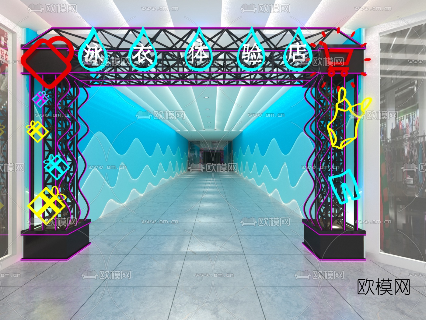 现代商场过道免费3d模型下载