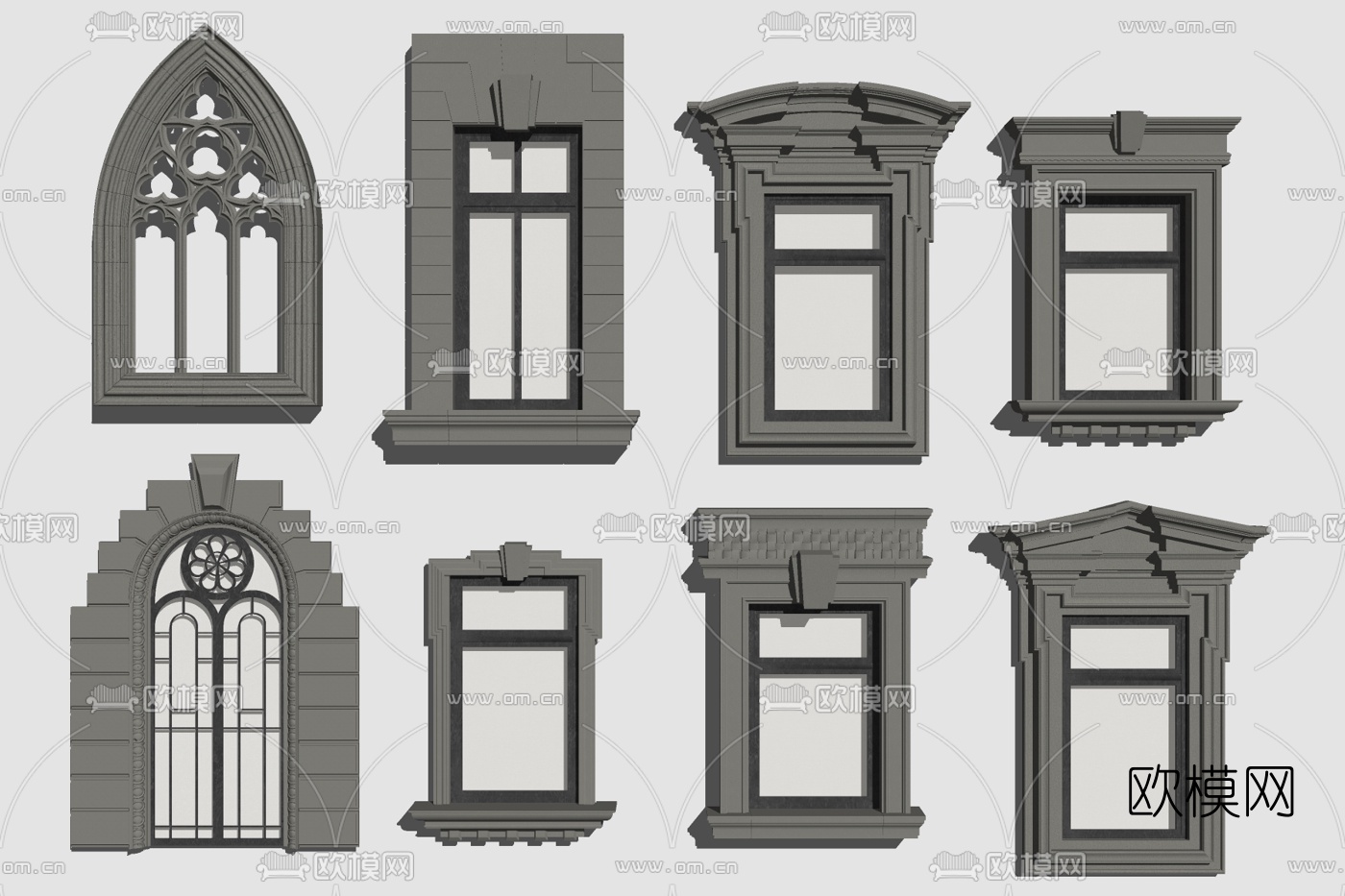 欧式窗户su模型下载