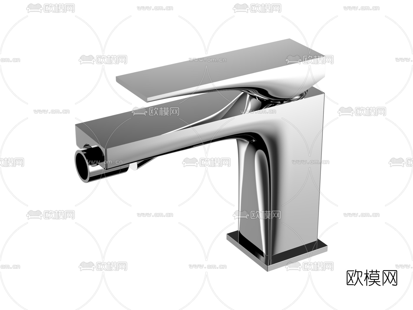 现代不锈钢水龙头3d模型下载（渲染图1）