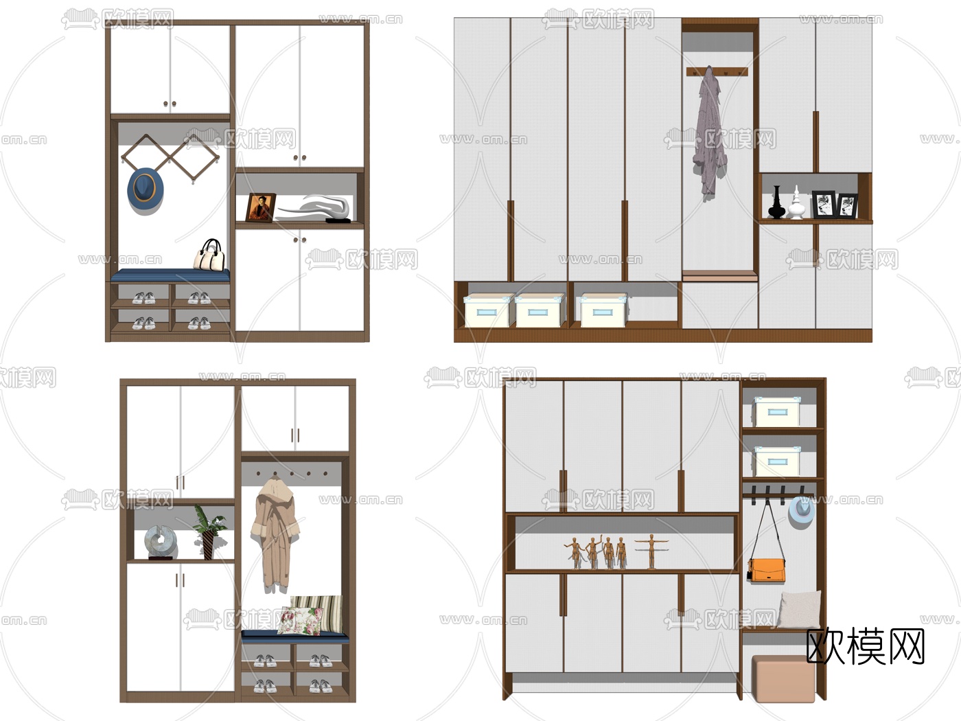 北欧多功能鞋柜su模型下载