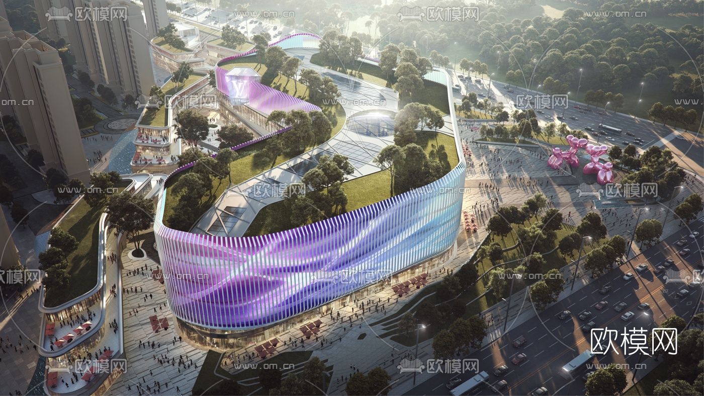 现代商场建筑su模型下载（渲染图2）