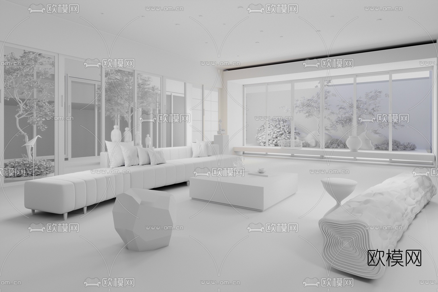 邱德光设计 苏州仁恒耦前别墅3d模型下载（渲染图2）