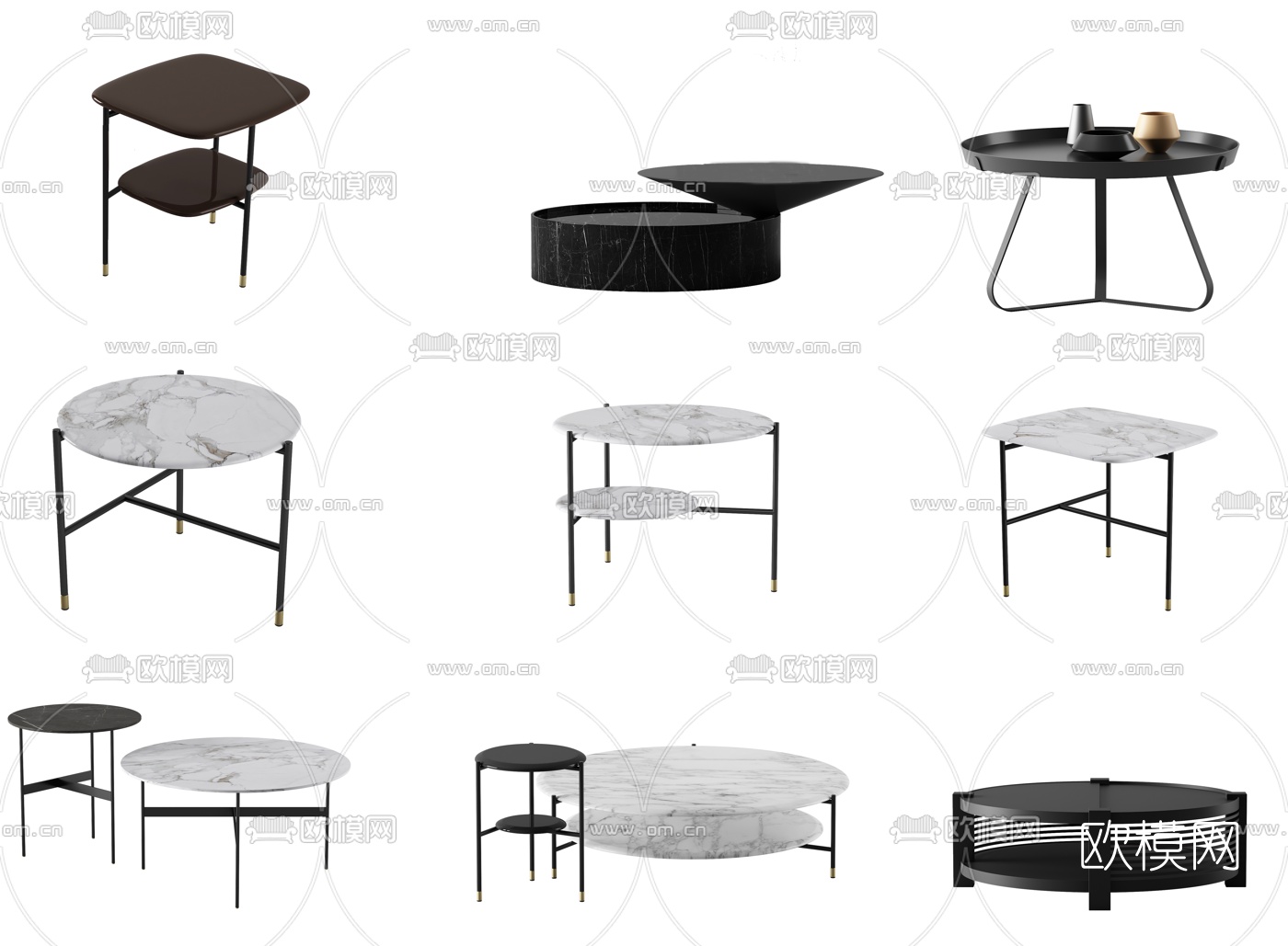 现代大理石茶几su模型下载（渲染图1）