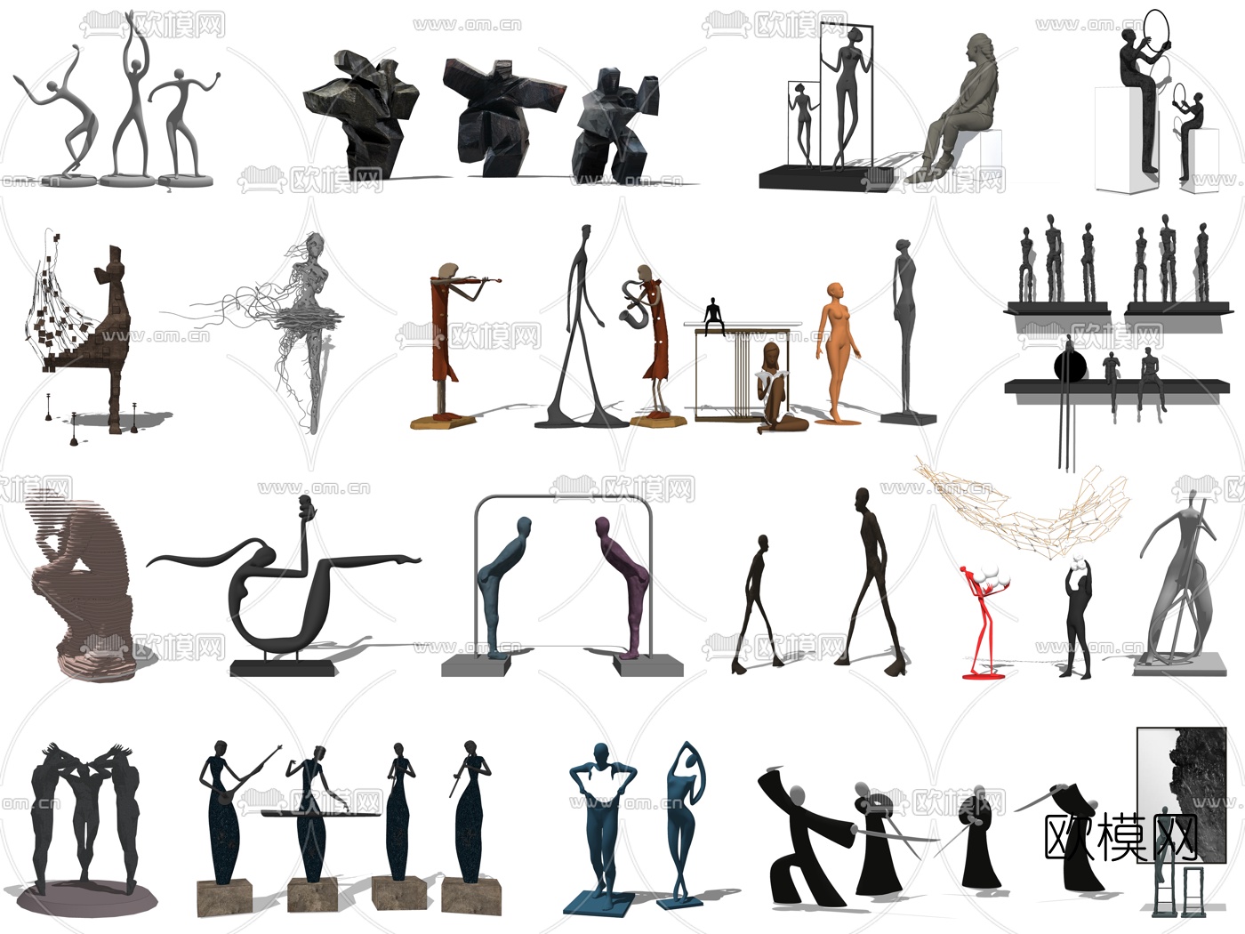 现代抽象雕塑su模型下载（渲染图1）