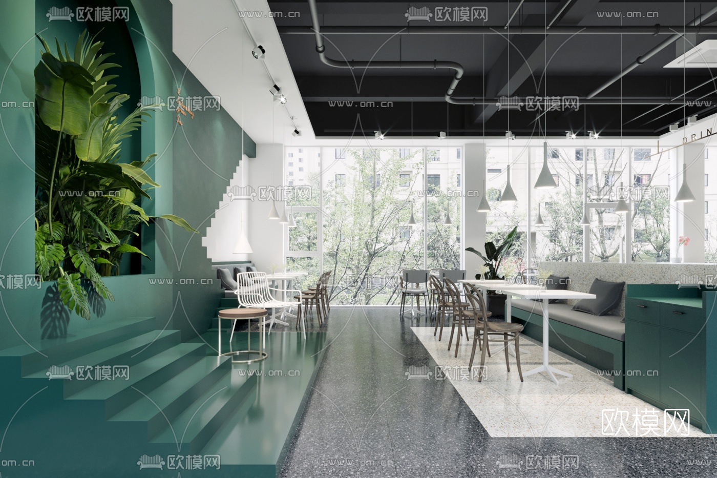 北欧咖啡奶茶店3d模型下载（渲染图1）