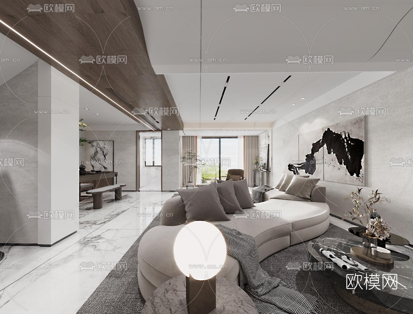 现代别墅休息室健身室cr全景3d模型
