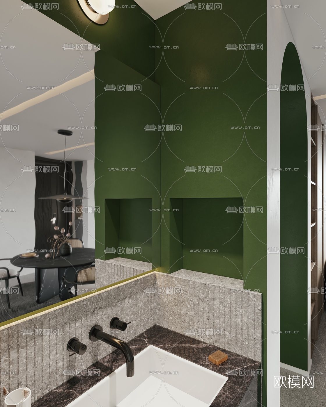 现代客厅餐厅3d模型
