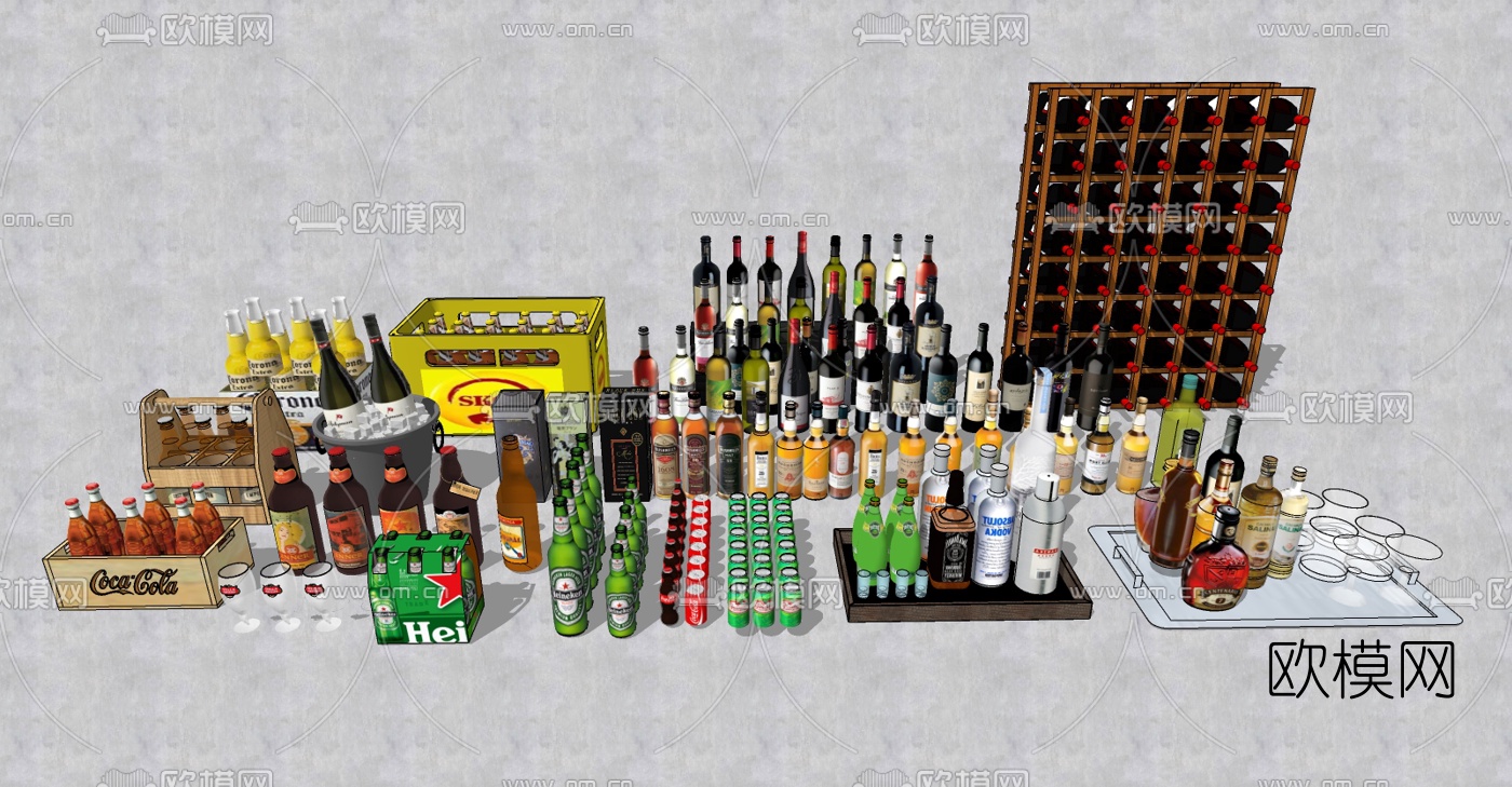 现代酒水冷饮su模型下载（渲染图1）