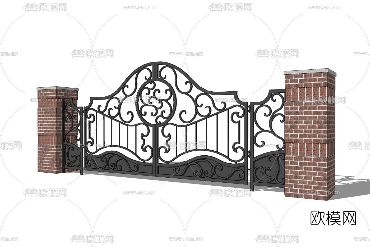 欧式庭院铁艺大门免费su模型下载