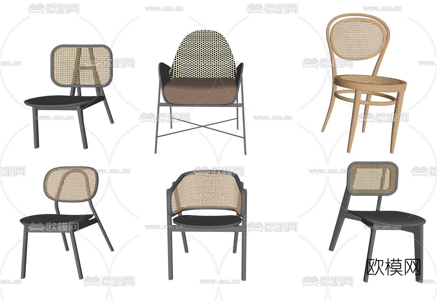 现代藤编单椅su模型下载（渲染图2）