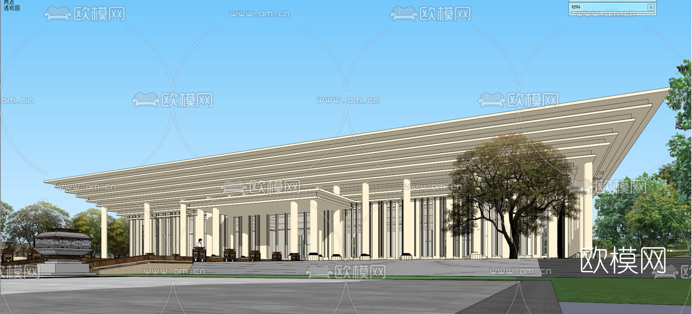 中式园林景观大门su模型下载（渲染图4）