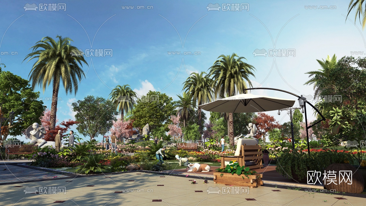 现代公园景观3d模型-免费3dmax模型库-欧模网