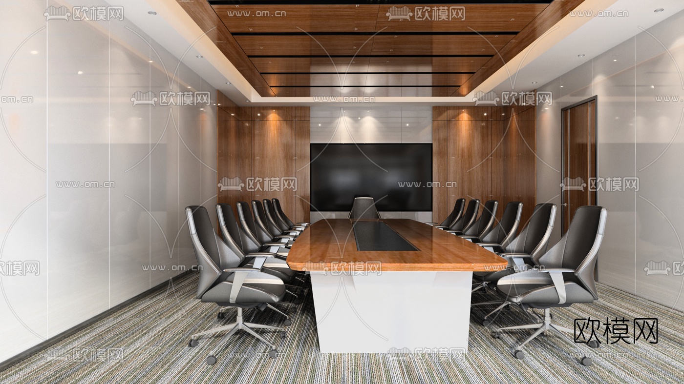 现代简约会议室3d模型下载（渲染图1）
