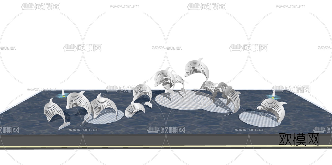 现代水景雕塑小品su模型