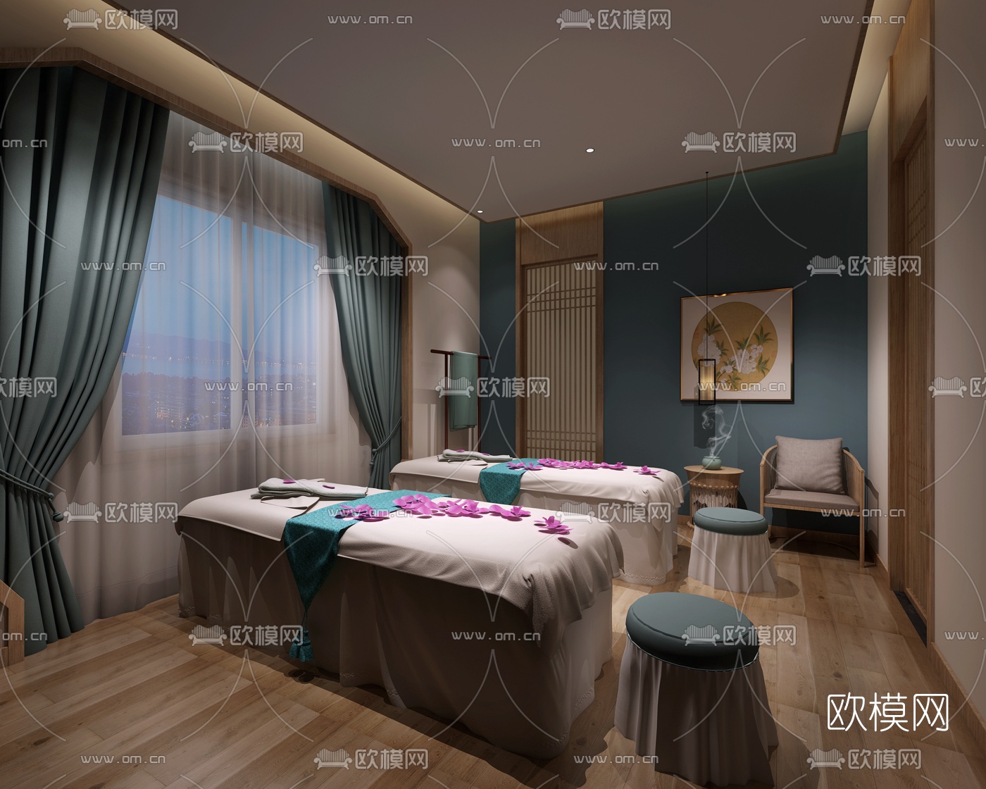 新中式spa护理室免费3d模型