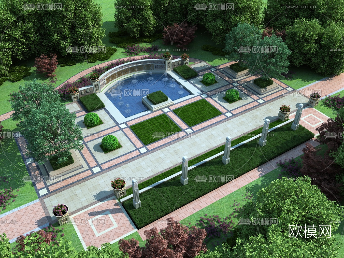 现代小区园林景观3d模型