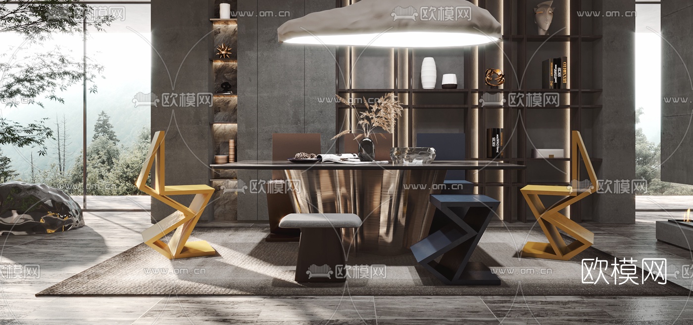 后现代时尚个性餐厅3d模型