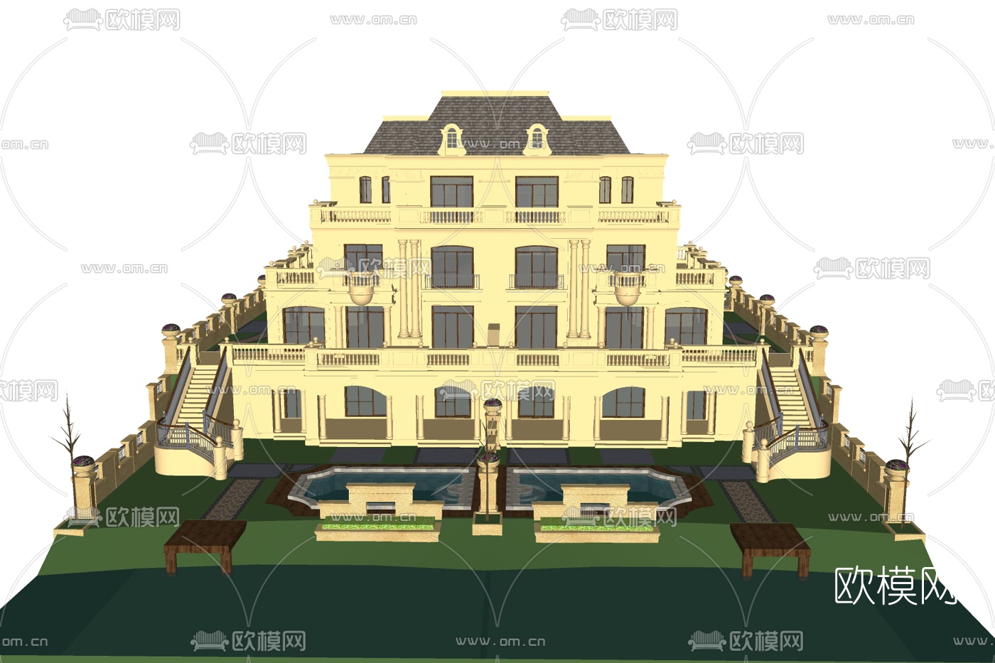 法式独栋别墅su模型下载