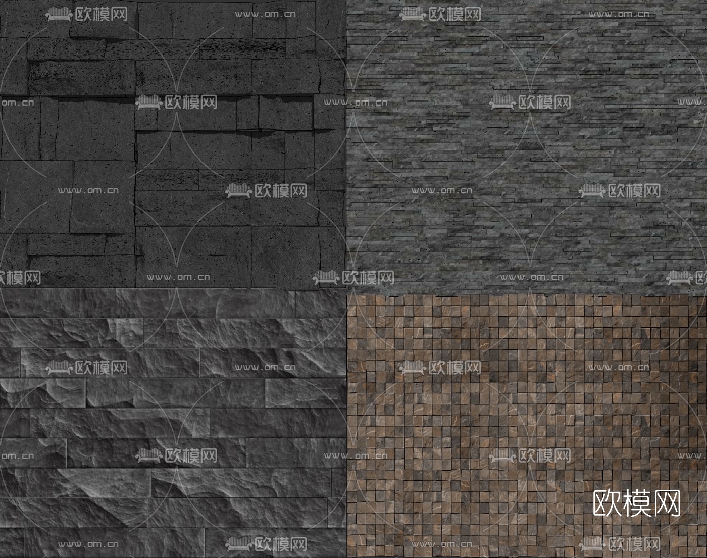现代文化石背景墙su模型下载