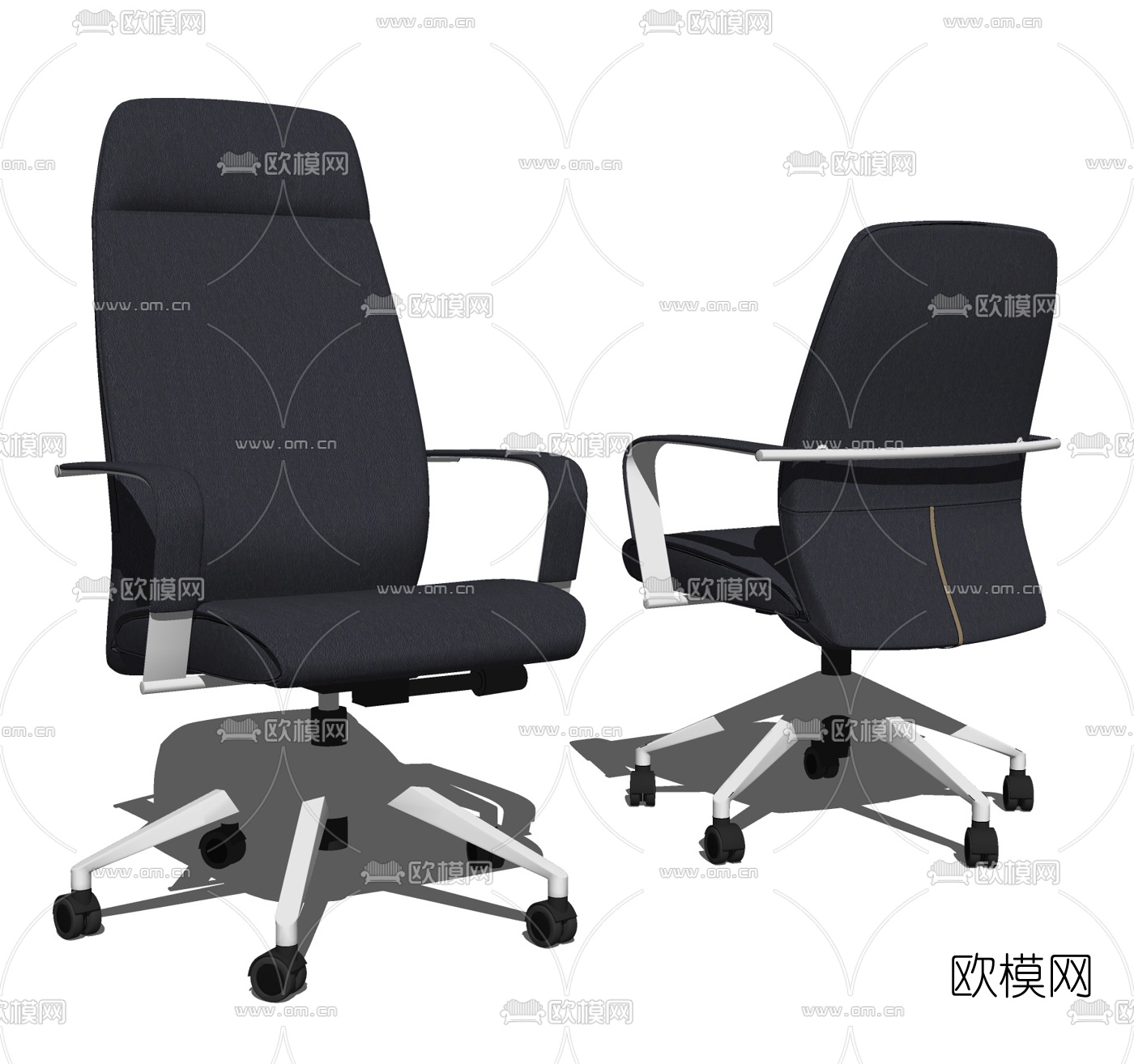 现代皮革办公椅su模型