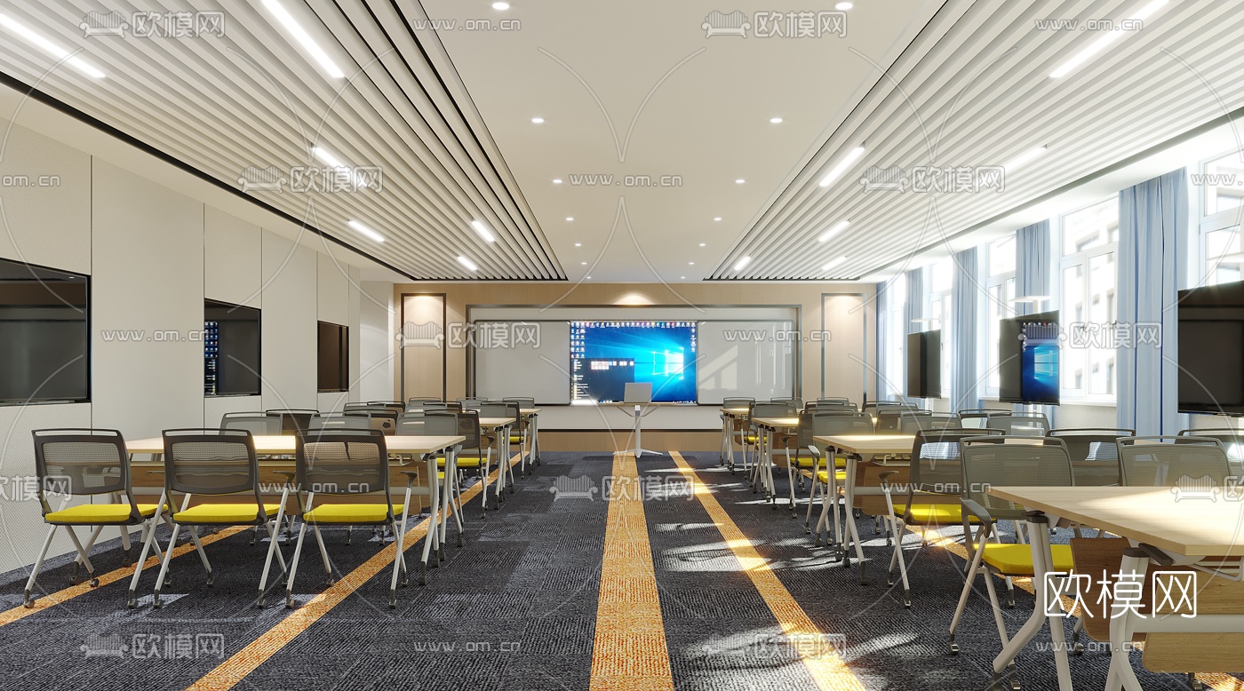 现代多媒体培训教室3d模型下载