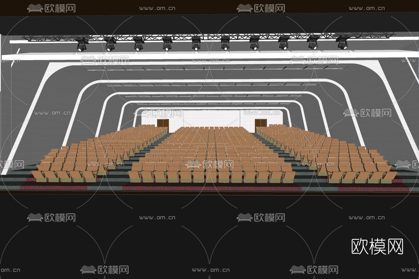 现代电影院su模型